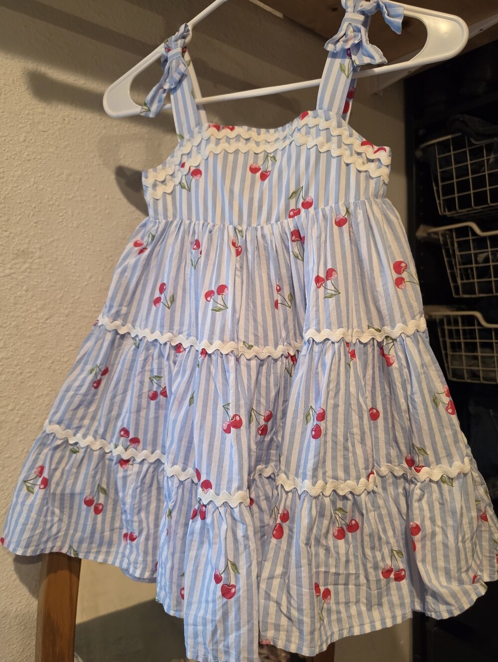 Rachel Zoe Striped Cherry 🍒 Girls Dress Play Condition Sz 6